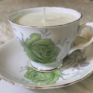 Royal Taunton Fine Bone China Cup and Saucer Candle w/ Freesia Aromatherapy Oil